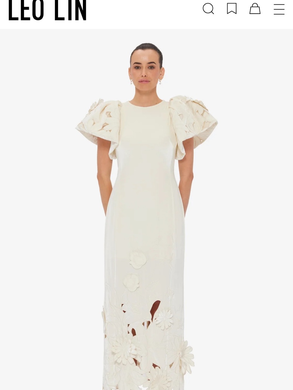 Leo Lin cream velvet long dress
